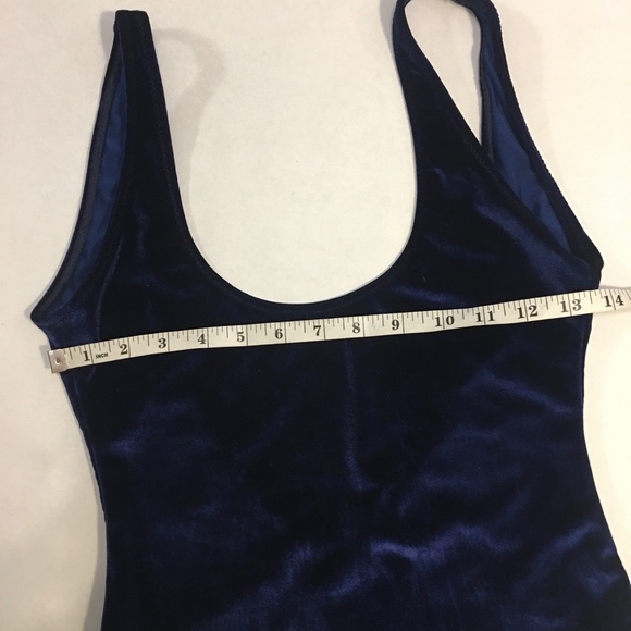 Fox Swim navy blue velvet one piece swimsuit M - Picture 5 of 8